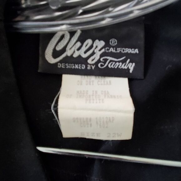 Vintage 2 piece black Chez California size 22W PETITE Skirt and Blouse - Picture 5 of 8